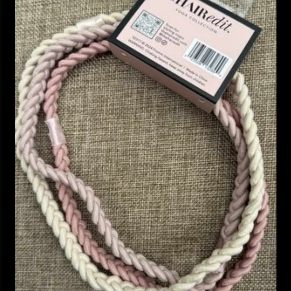 Braided Pink and Cream Hairband Accessory